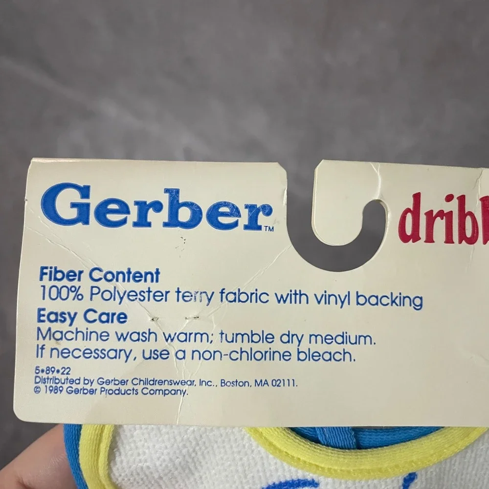 Gerber Dribbler Bibs Kids OS‎ White NEW Vintage 1989 Teddy Bear 2-Pack USA Made
